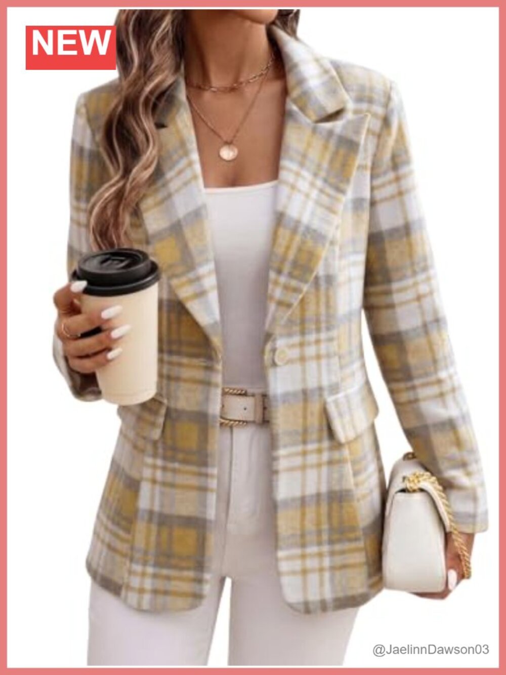 Wool Blend Flannel Plaid Blazer Jacket Business Casual Slim Fit